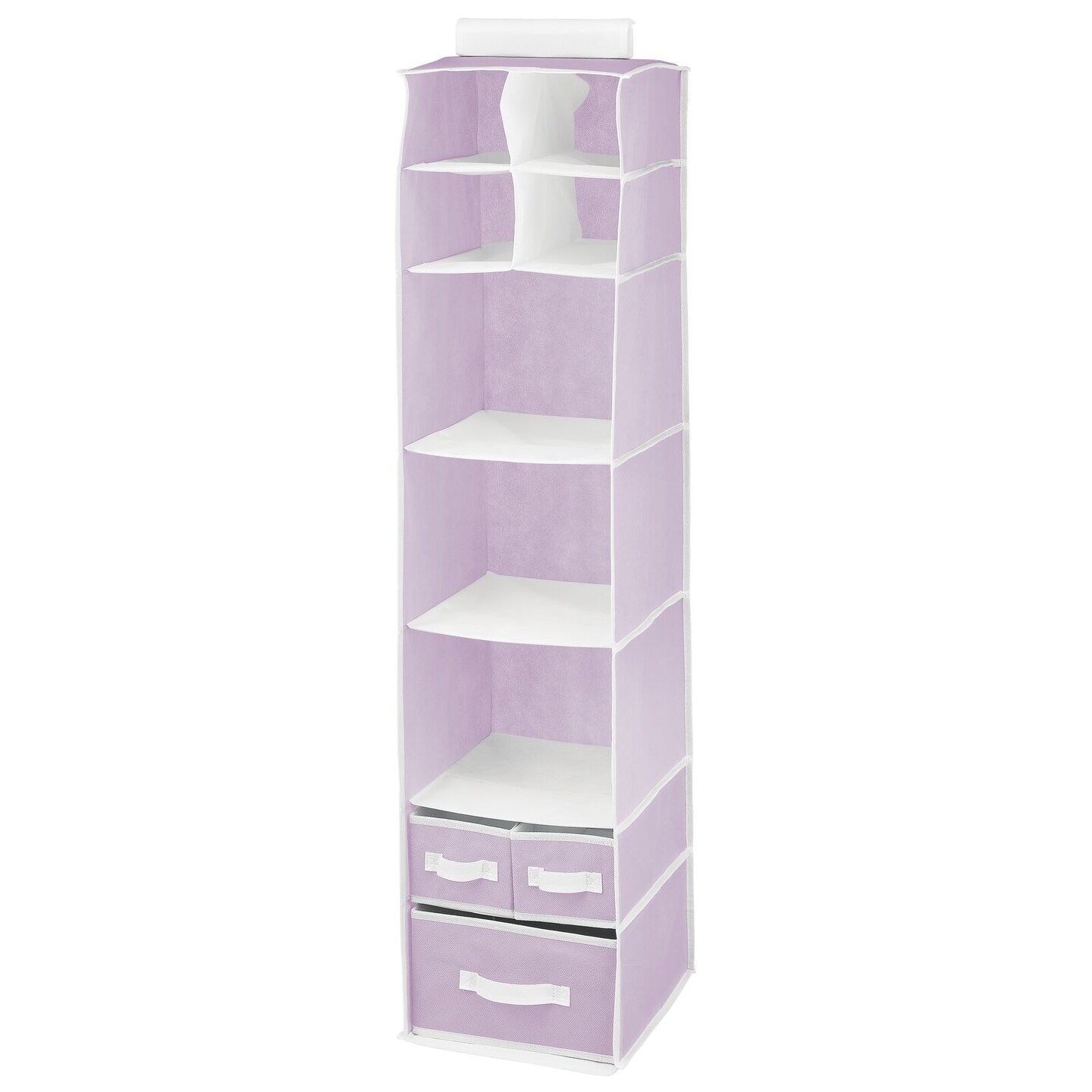 mDesign Fabric Nursery Hanging Organizer with 7 Shelves/3 Drawers