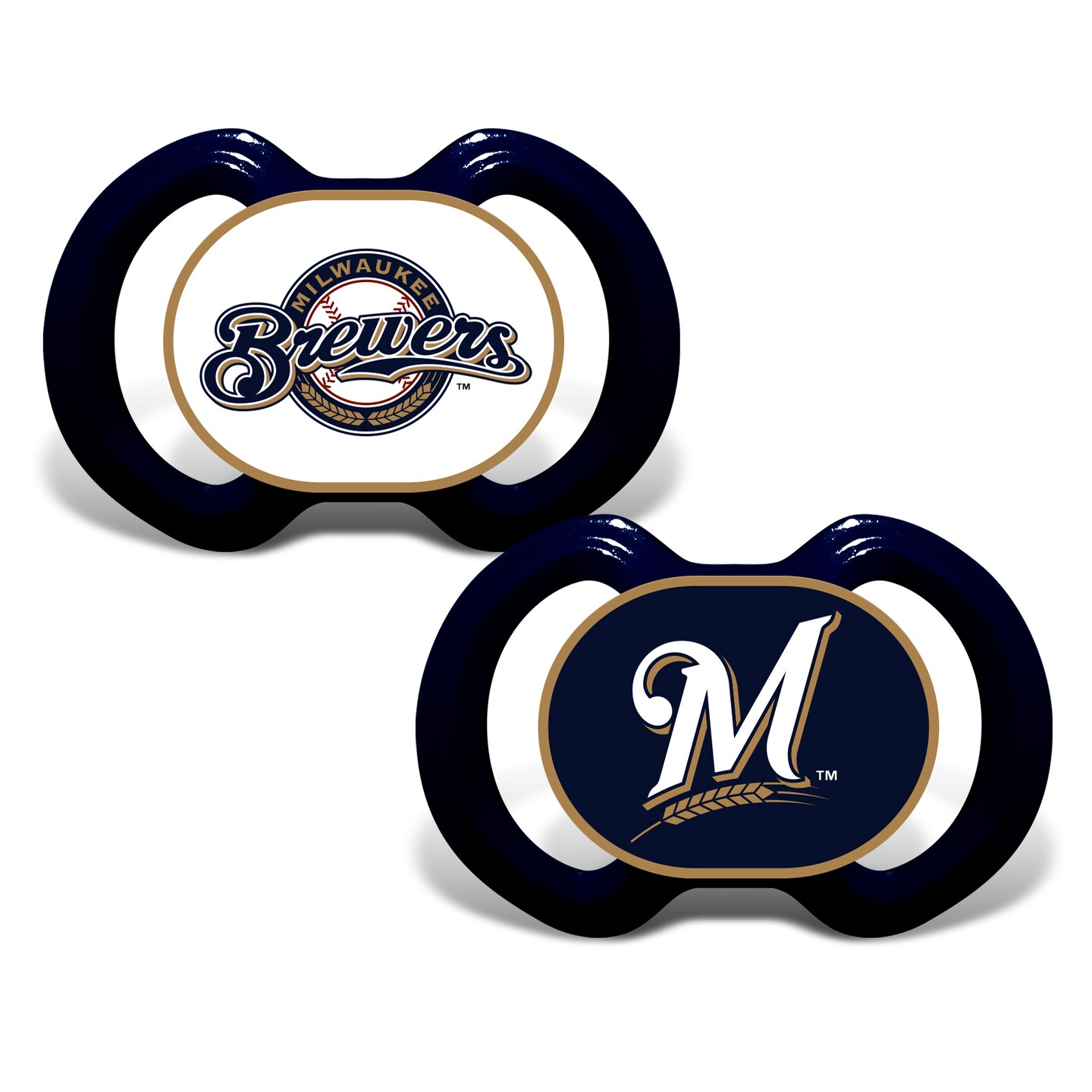 BabyFanatic Pacifier 2-Pack - MLB Milwaukee Brewers - Officially Licensed  League Gear