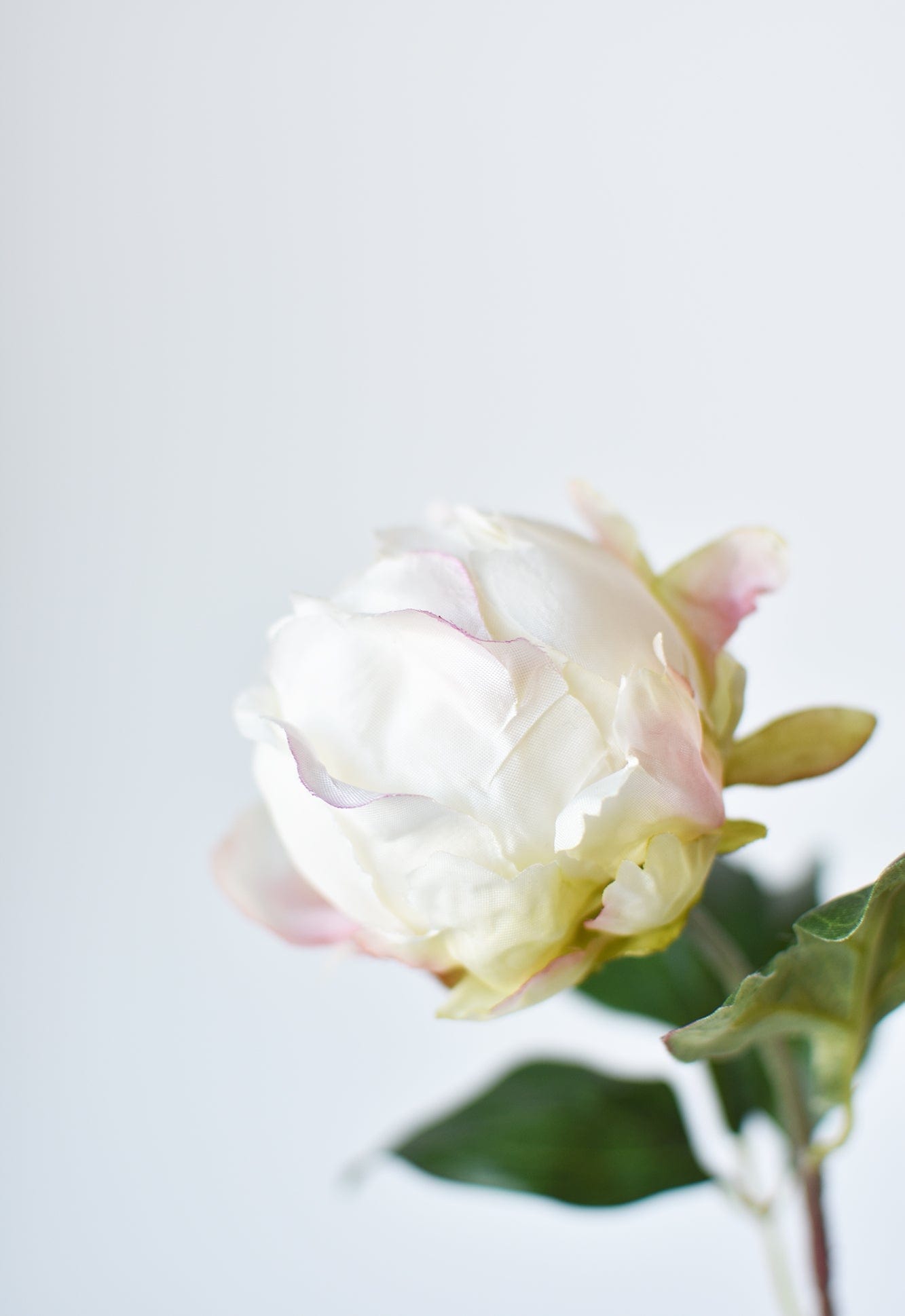 18&#x22; Faux Peony Bud Stem White