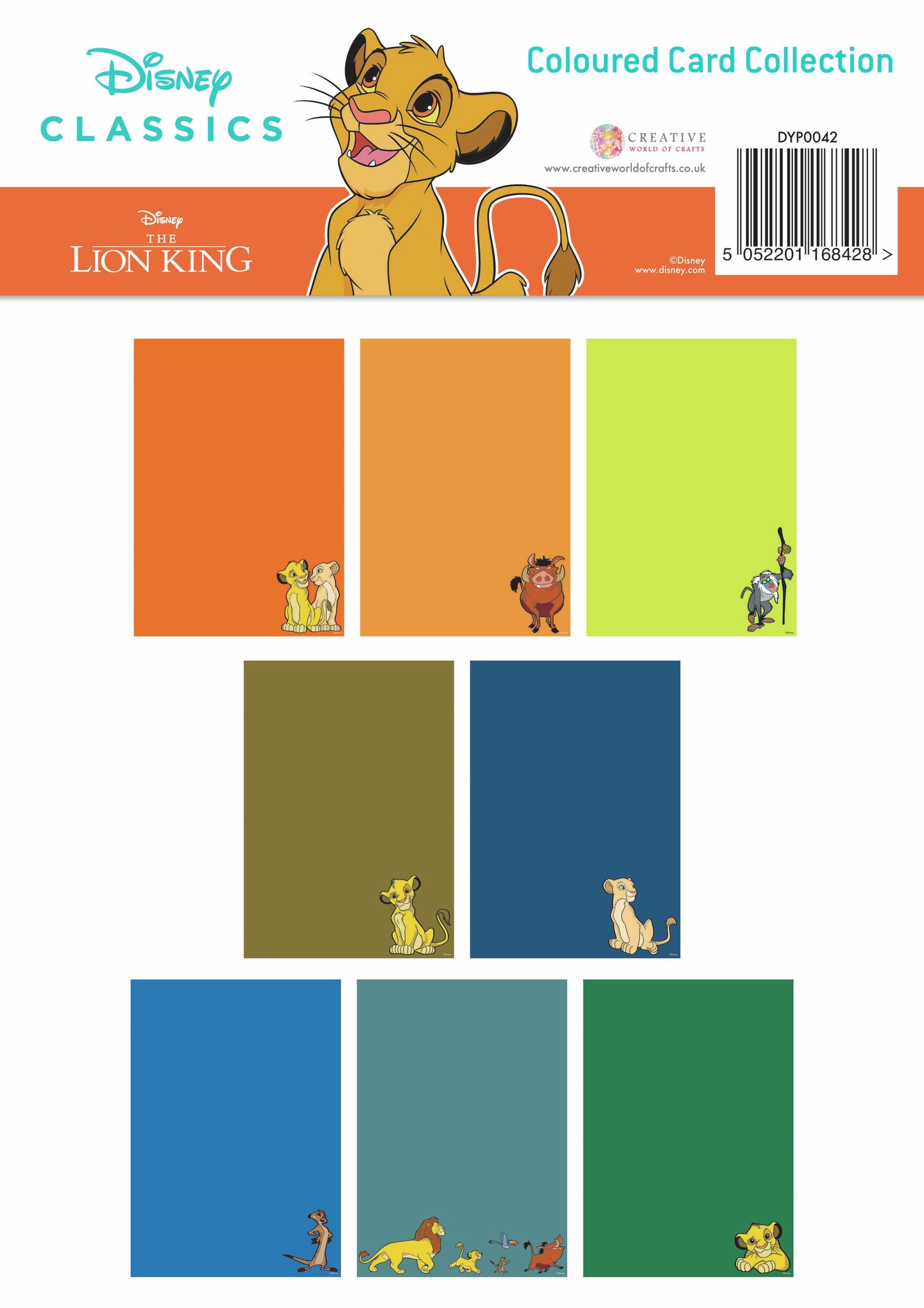 Creative World Of Crafts Disney Coloured Card Pack-The Lion King