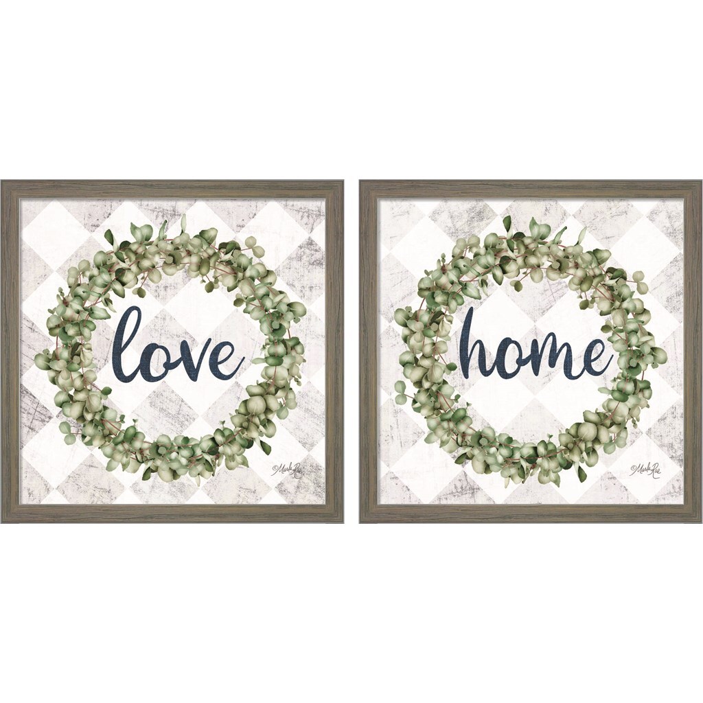 Love & Home Eucalyptus Wreath by Marla Rae 14" x 14" Framed Wall Art