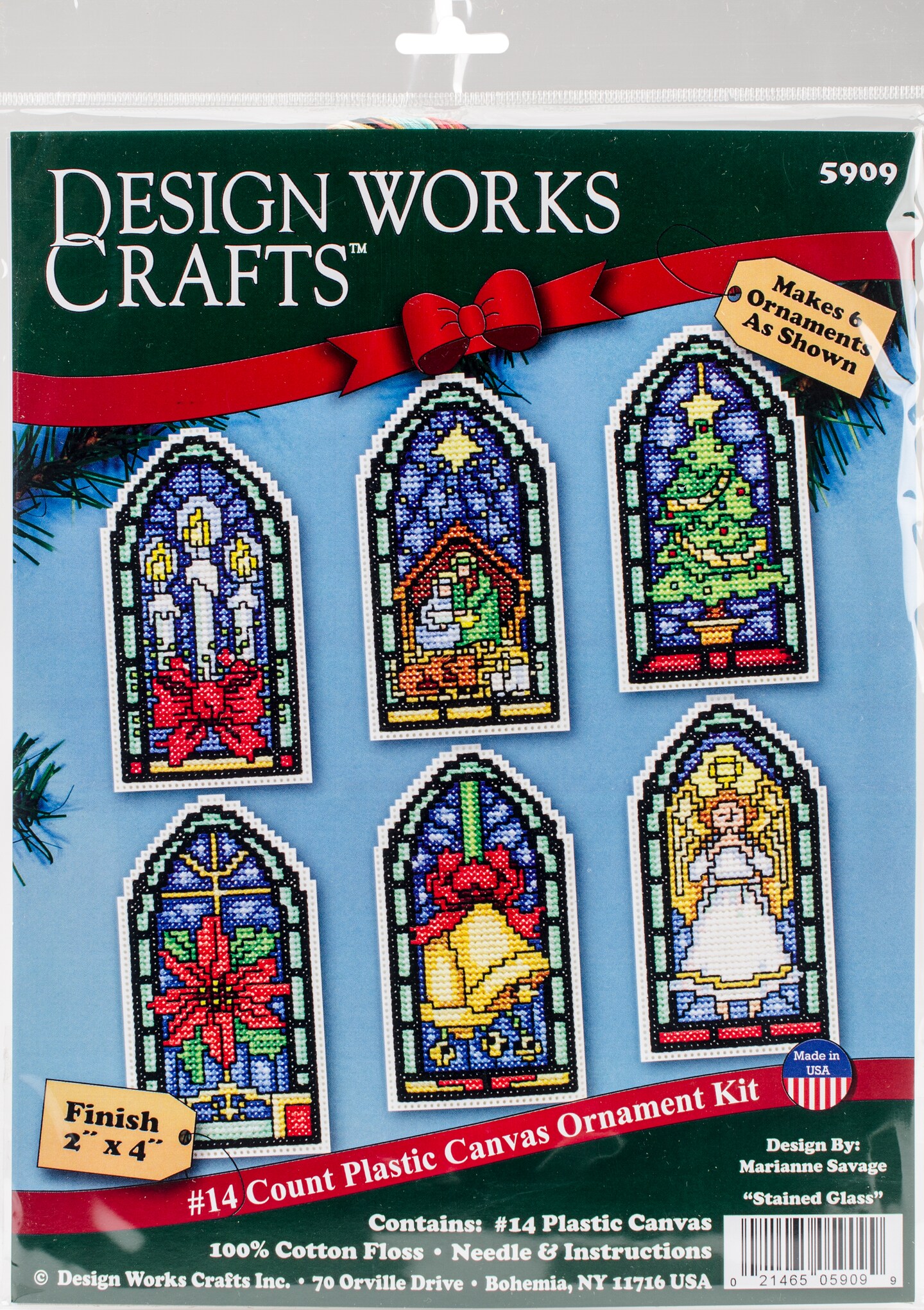 Design Works Counted Cross Stitch Kit 2"X4" Set of 6-Stained Glass Ornament