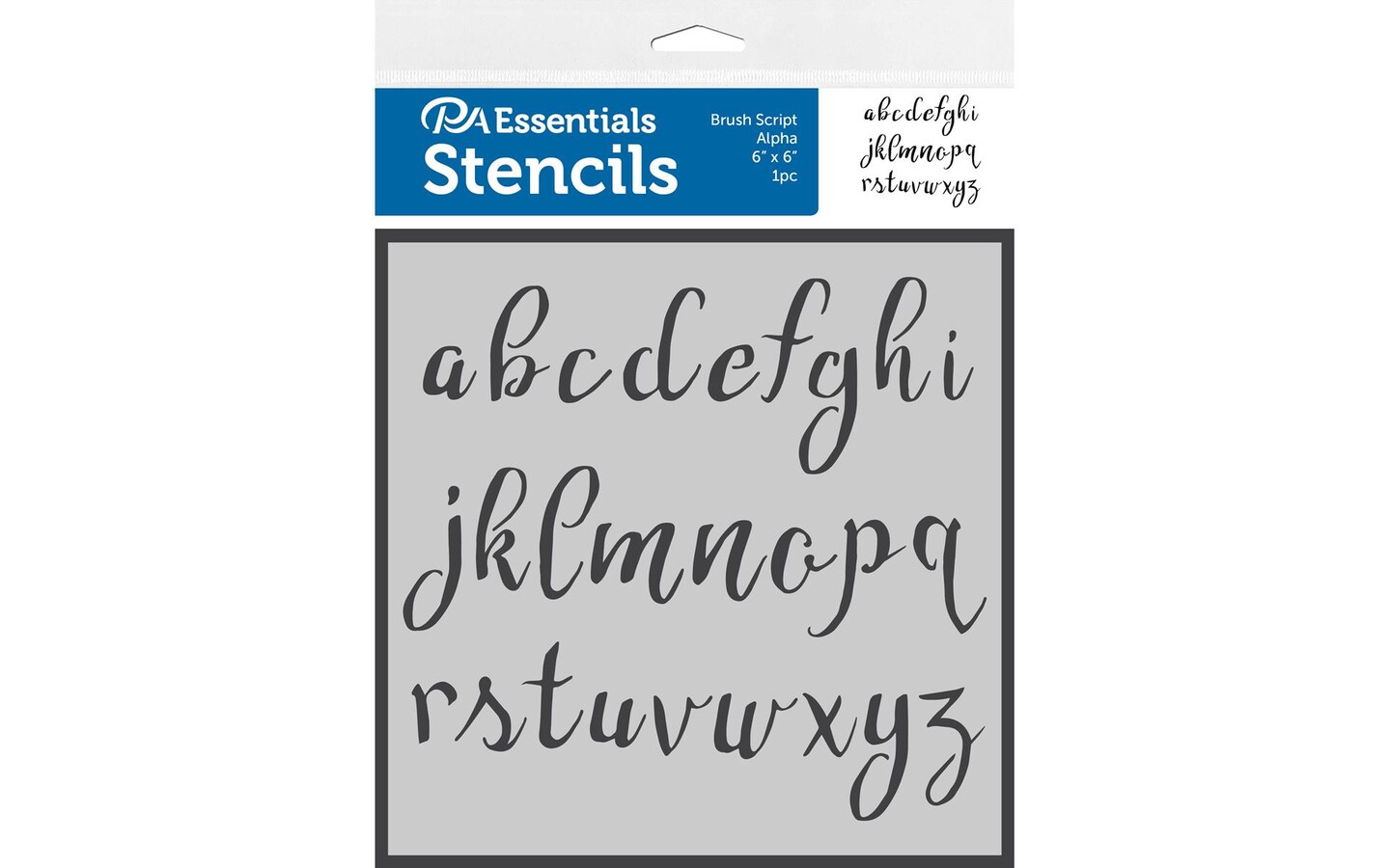 PA Essentials Stencil Brush Script Alphabet for Painting on Wood, Canvas, Paper, Fabric, Wall and Tile, Reusable DIY Art and Craft Stencils for Painting, 6&#x22;x6&#x22; Inches