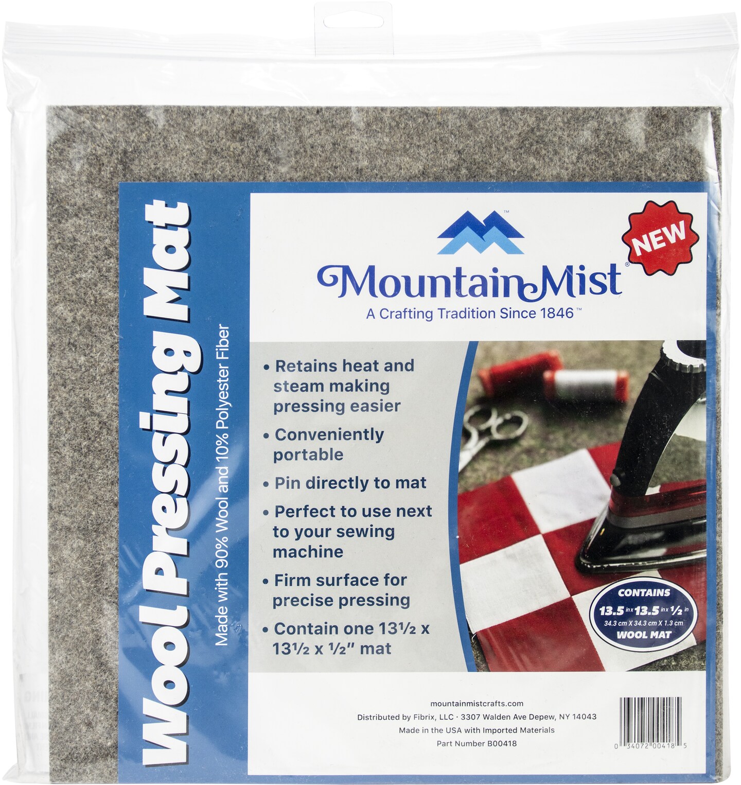 Mountain Mist Wool Pressing Mat 13.5&#x22;X13.5&#x22;X.5&#x22;-Grey