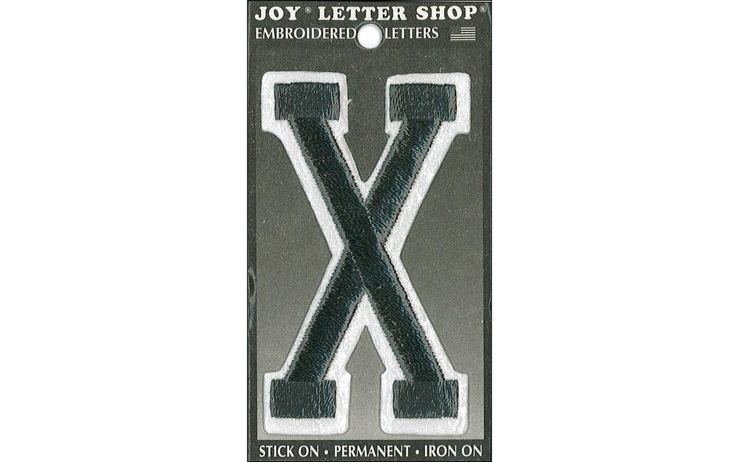 Joy Applique Letter Iron On Varsity 3&#x22; Black X