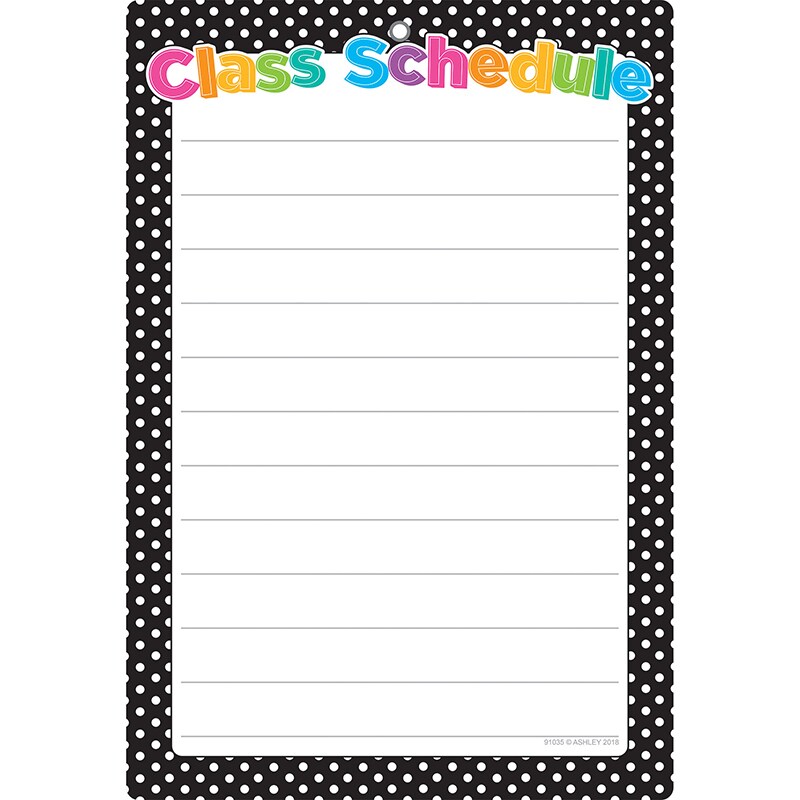 Smart Poly&#x2122; Chart, 13&#x22; x 19&#x22;, B&#x26;W Polka Dots Class Schedule, w/Grommet