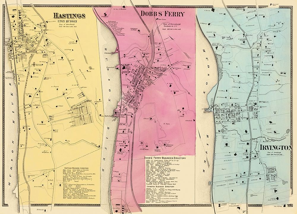 Hastings Dobbs Ferry Irvington New York Landowner Poster Print by Beers Beers # NYHA0002