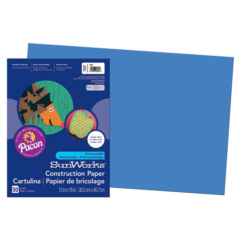 Construction Paper, Blue, 12&#x22; x 18&#x22;, 50 Sheets