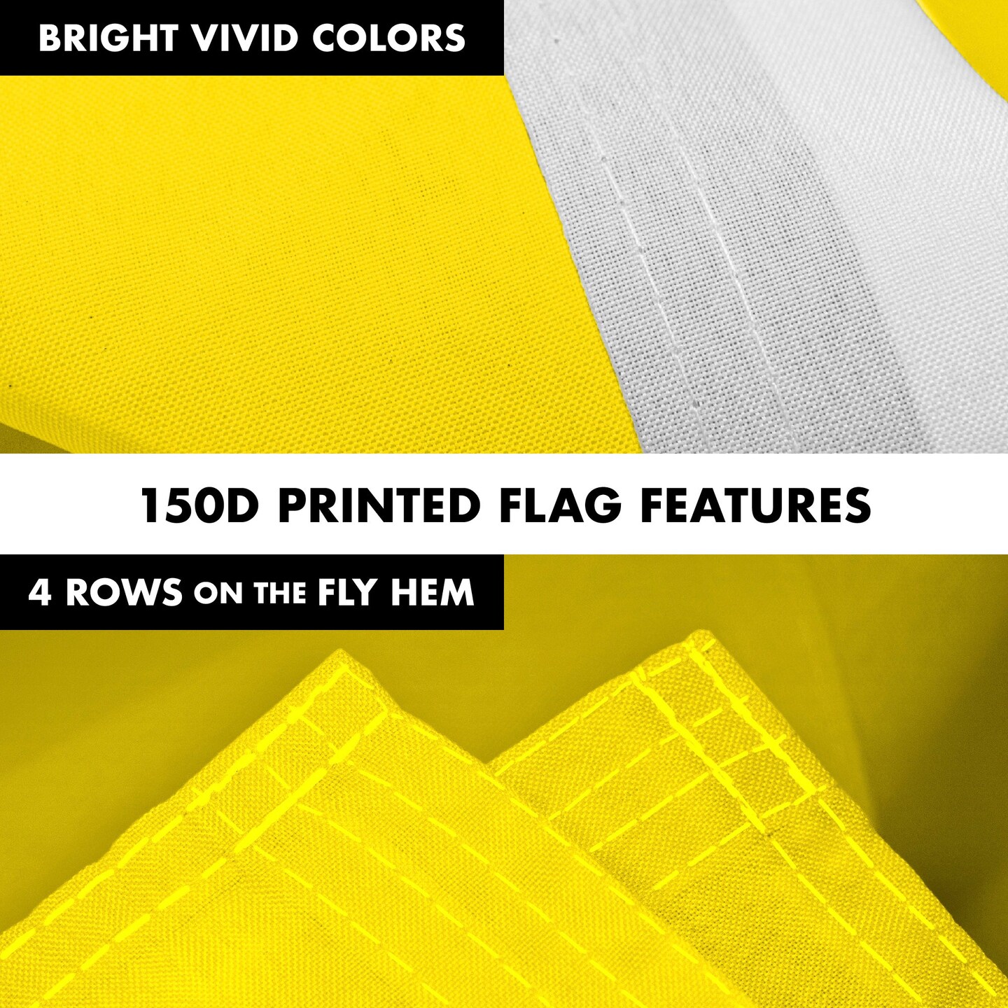 G128 Combo Pack: 6 Feet Tangle Free Spinning Flagpole (Black) Solid Yellow Flag 3x5 ft Printed 150D Brass Grommets (Flag Included) Aluminum Flag Pole