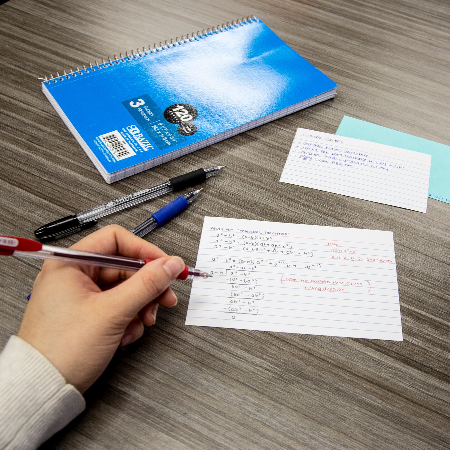 BAZIC Ruled White Index Card, View Poly Spiral Bound w/ 2-Tab Divider 3" x 5" 50 Ct.