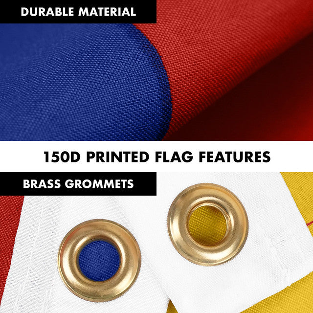G128 Combo Pack: Flag Pole 6 FT White Tangle Free &#x26; Armenia Armenian Flag 3x5 FT Printed 150D Polyester