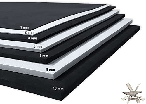 Foam Cosplay - 5mm (1mm to 10mm) - Black or White - 14" x 39" Sheet - Ultra High Density Craft Foam 85 kg/m3 - by The Foamory