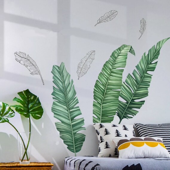 Green Tropical Banana Leaves Wall Sticker