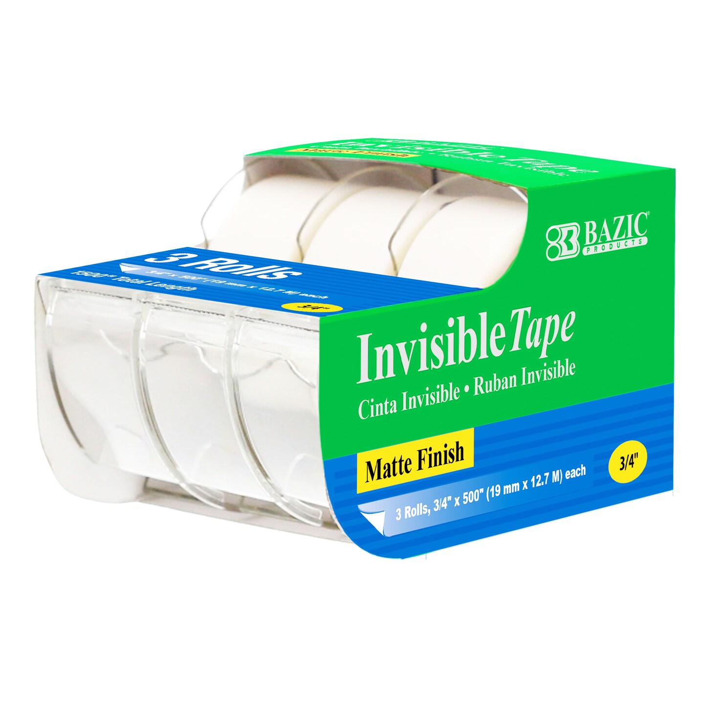 BAZIC Invisible Tape 3/4&#x22; X 500&#x22; (3/Pack)
