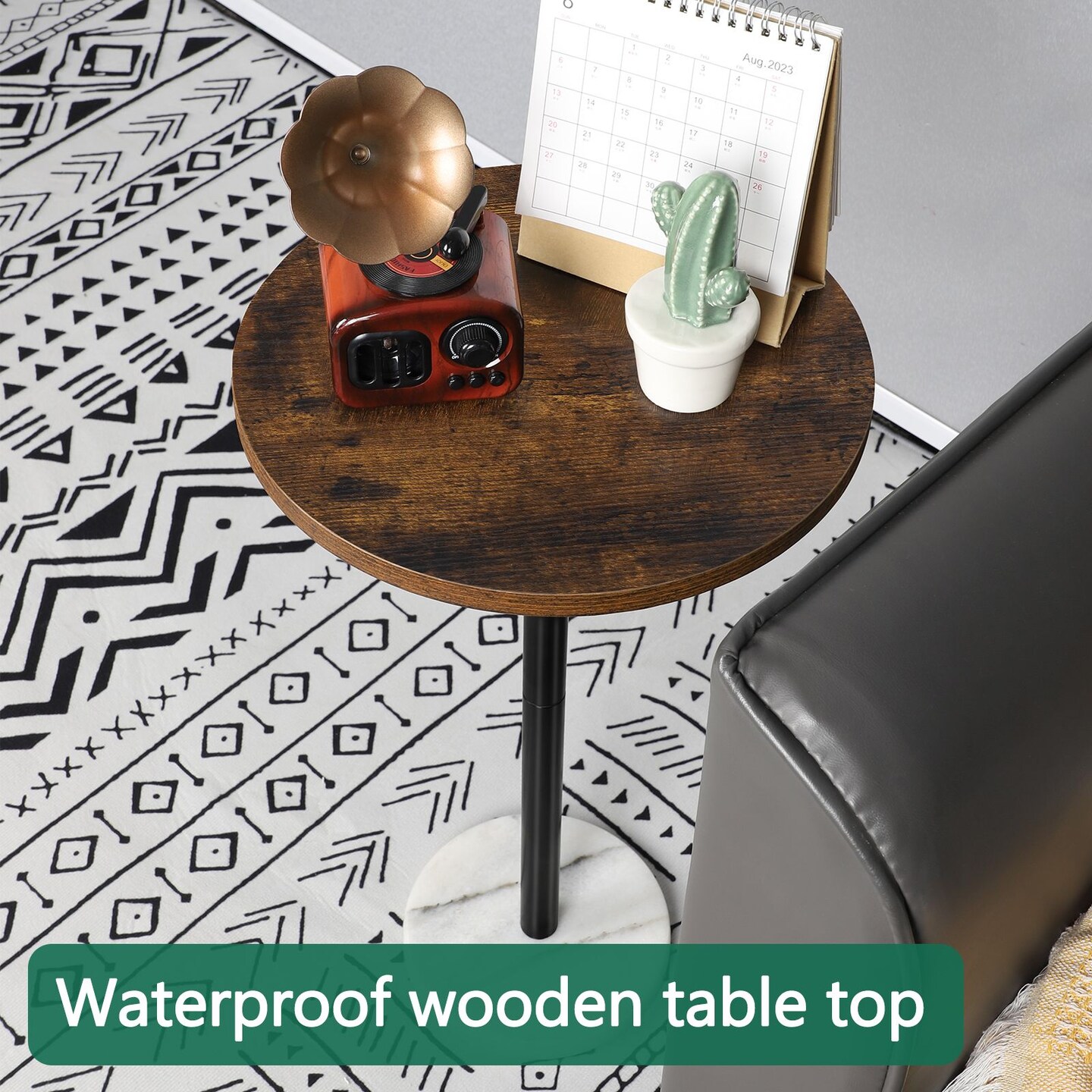Small Spaces Pedestal Side Table for Sofa Couch Chair Patio