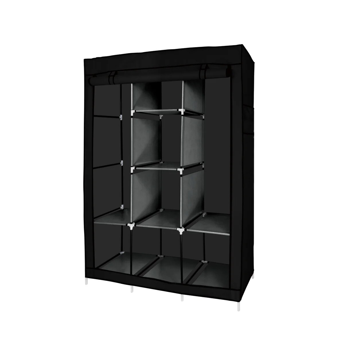 Portable Free Standing Closet with 8 Storage Shelves, 2 Hanging Rod &#x26; 4 Pockets