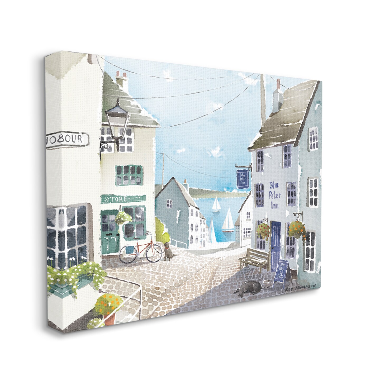 Stupell Industries Coastal Town Seaport Sailboats  Canvas Wall Art