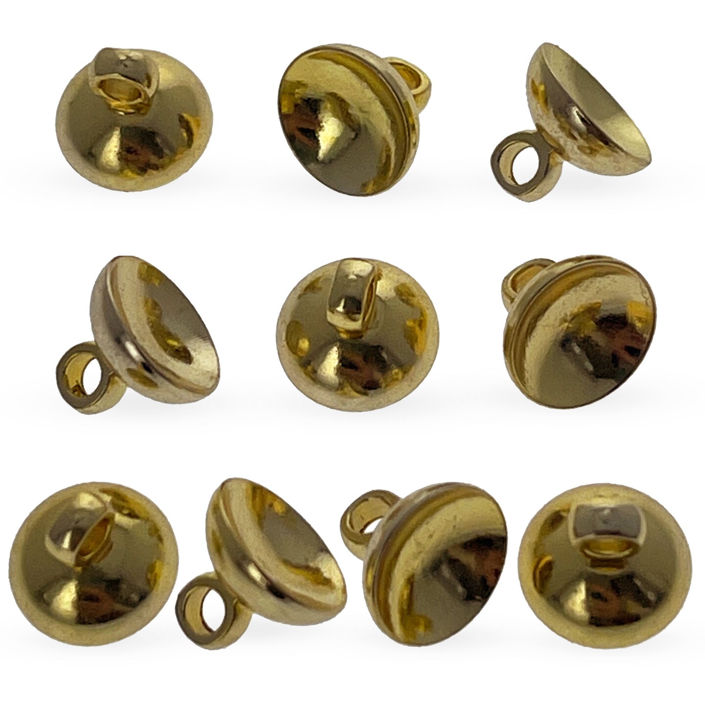 10 Globe Gold Tone Metal Ornament Caps - Ball or Egg Top Findings, End Caps 0.32 Inches (8 mm)