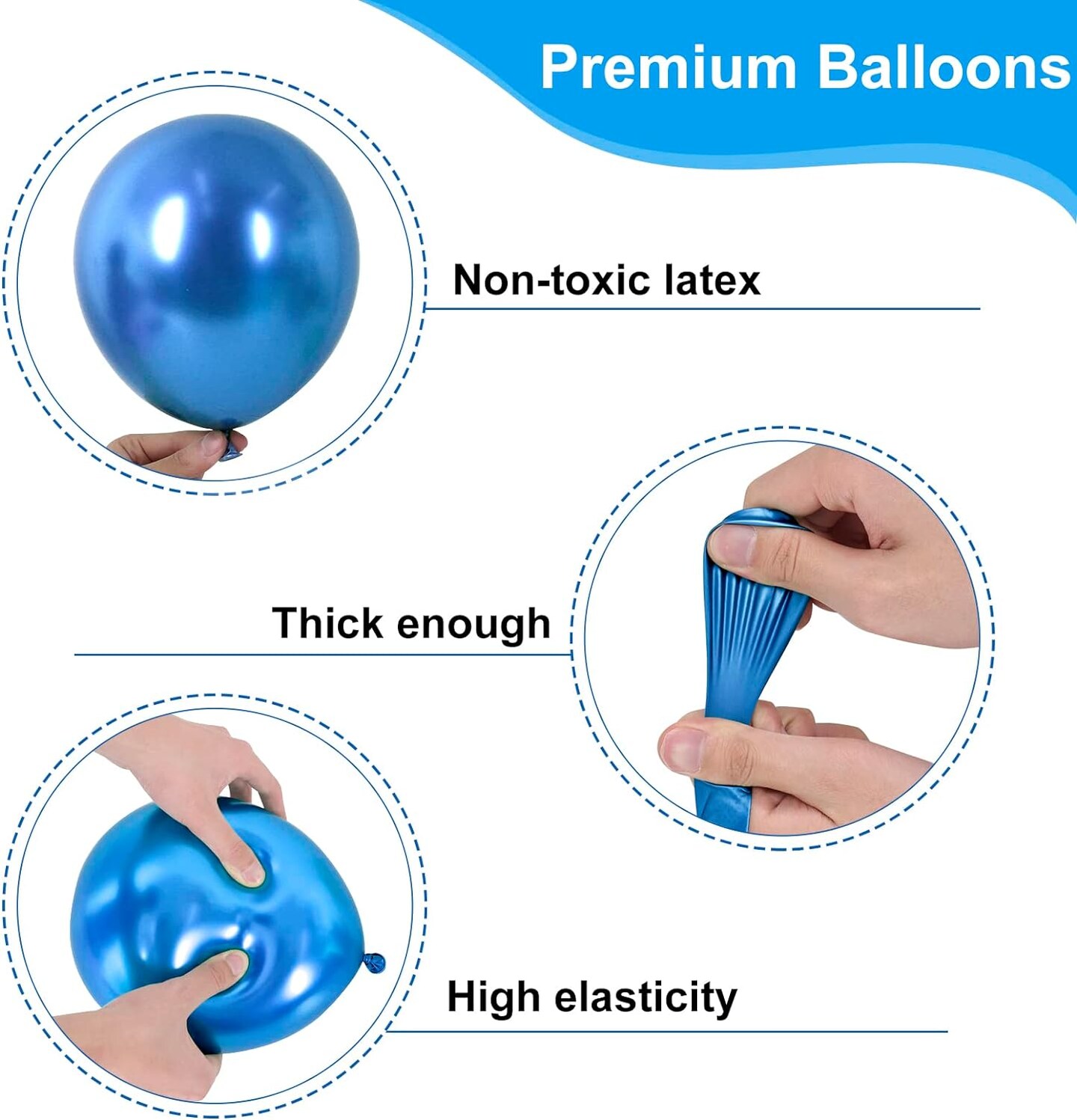 87pcs Metallic Blue Silver Balloon Garland Arch Kit, 18 12 10 5 Inch Blue Silver Confetti Latex Party Balloons for Birthday Graduation Baby Shower Decoration