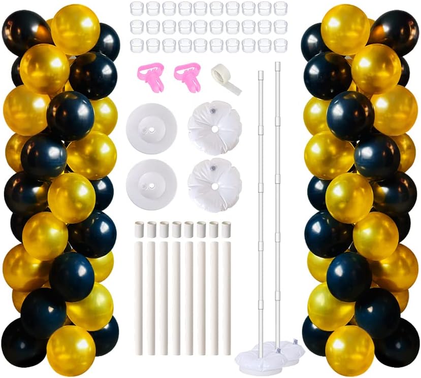 Balloon Column Kit, 5 feet Balloon Stand Tower with Base Pole PVC Pipe & Balloon Sticks Rings for Weddings Birthday Christmas Party Decorations, 2 Set