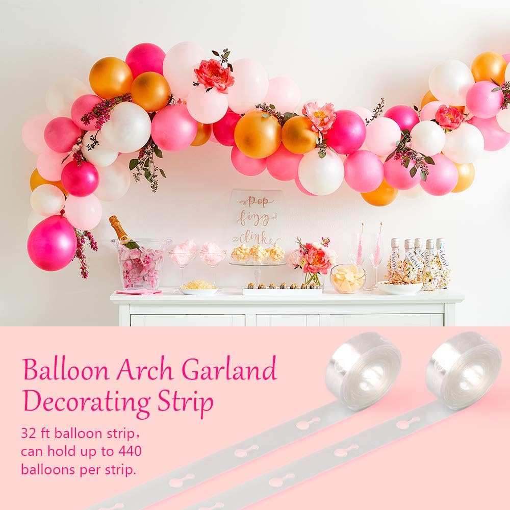 Balloon Arch Garland Decorating Strip Kit - 64 ft Ballon Tape Strips and 200 Dot Glue for Birthday Wedding Baby Shower Party DIY Decorations (Upgraded Version)