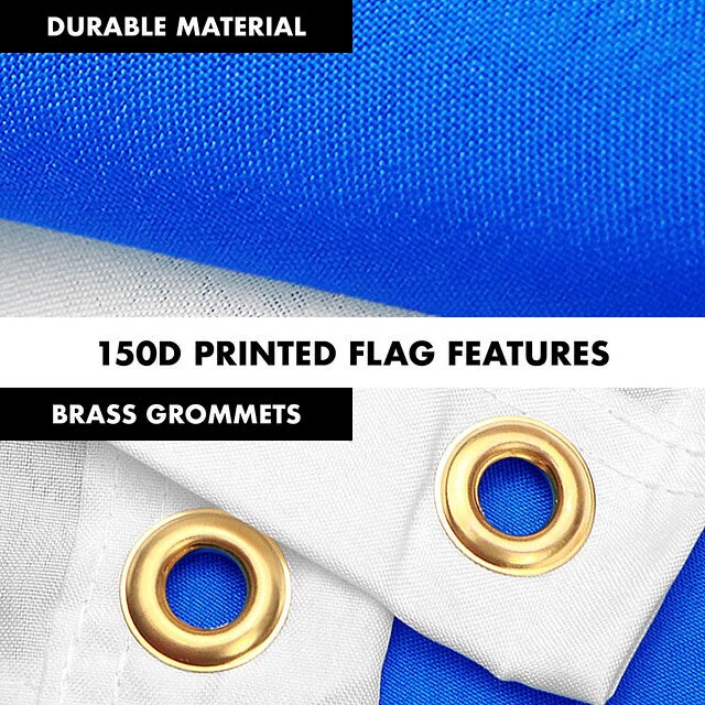 G128 Combo Pack: 6 Feet Tangle Free Spinning Flagpole (White) Scotland Scottish Flag 3x5 ft Printed 150D Brass Grommets (Flag Included) Aluminum Flag Pole