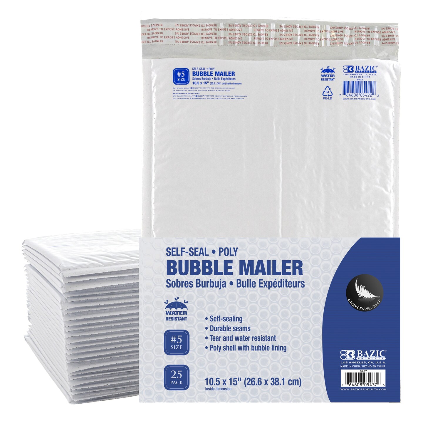 BAZIC Poly Bubble Mailer (#5)10.5&#x22; x 15&#x22; (25/Pack)