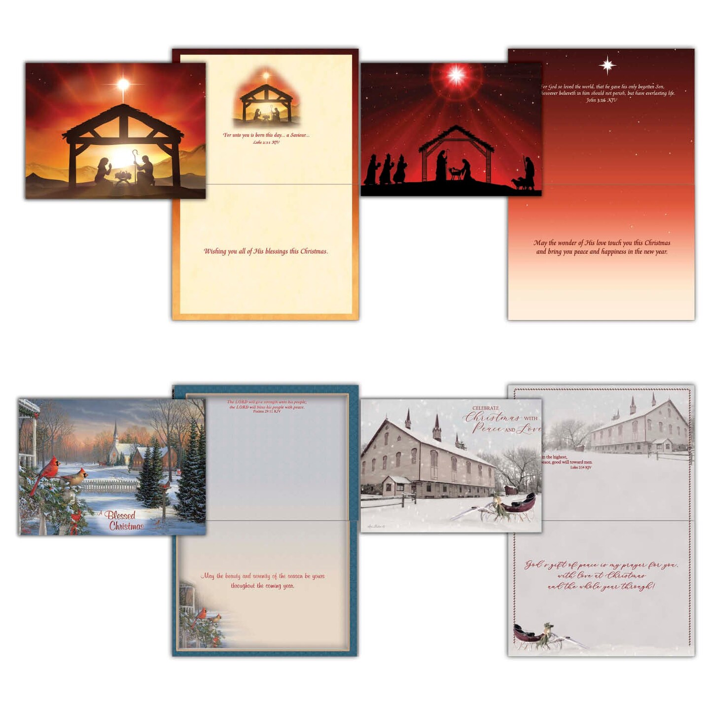 Extra Large Boxed Christmas Card Assortment - Christmas Greetings - 48 Cards and Envelopes