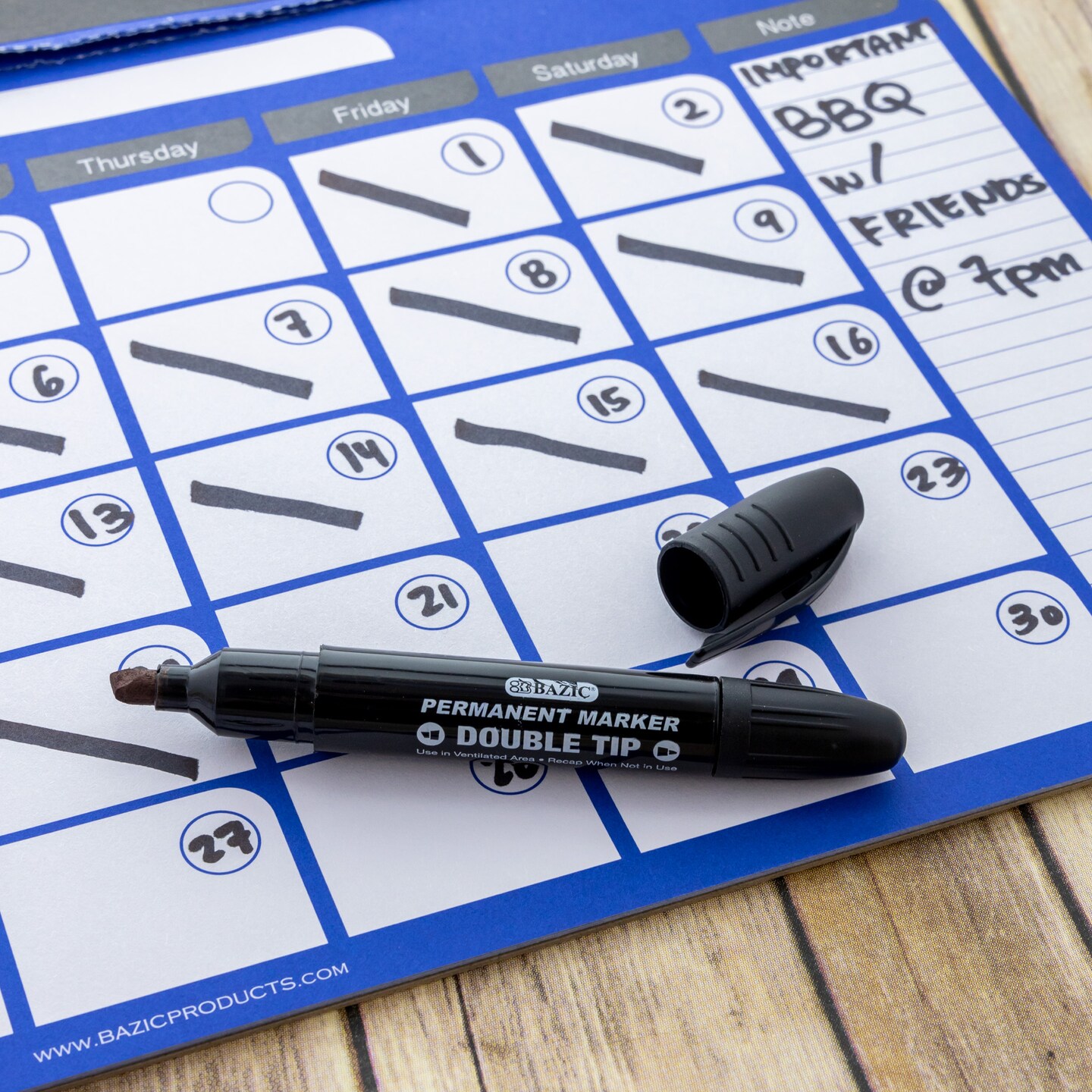 BAZIC Double-Tip Black Color Permanent Marker (2/Pack)