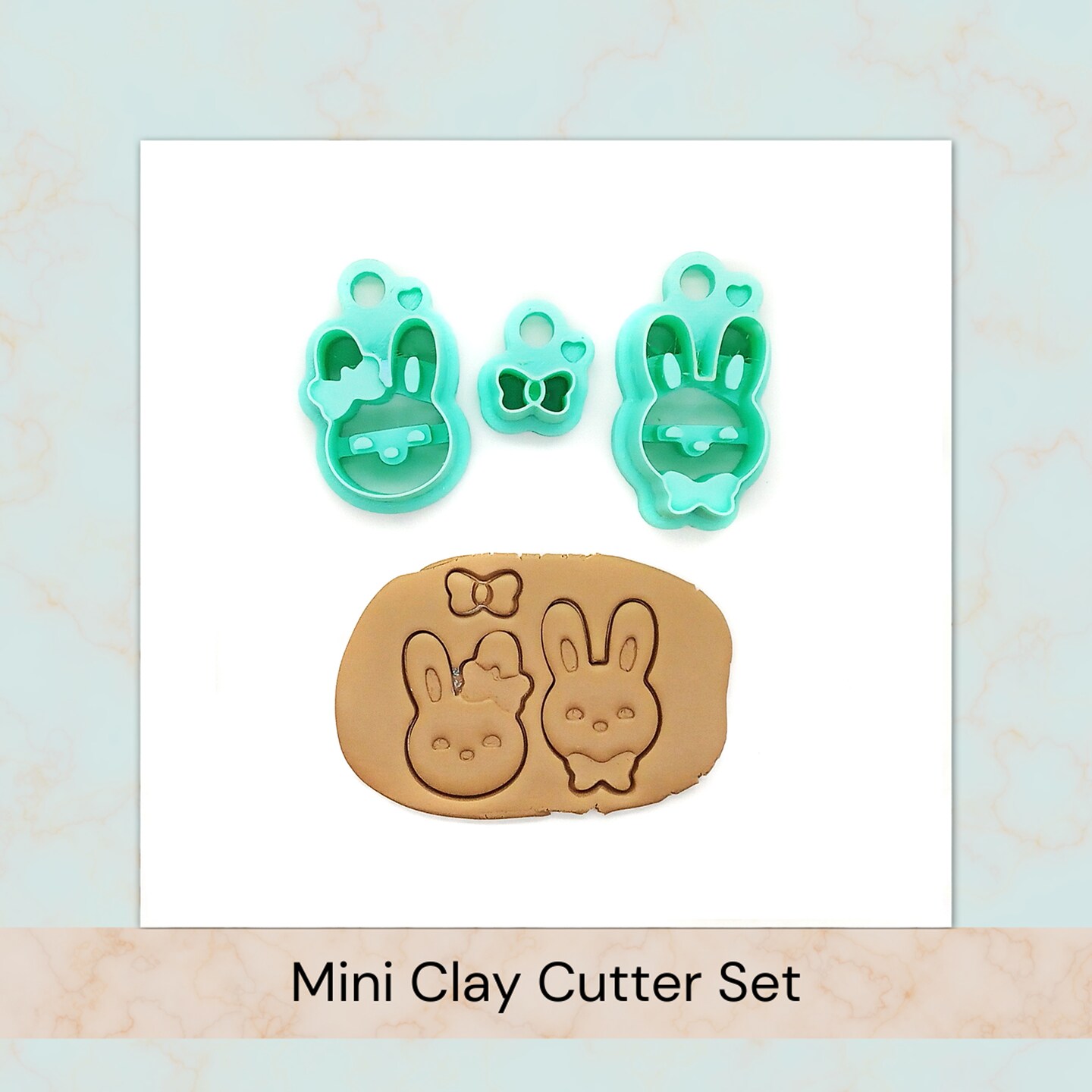 Cute Rabbit Clay Cutters, 3 pieces, Girl & Boy Bunny with Bow, Adorabilities
