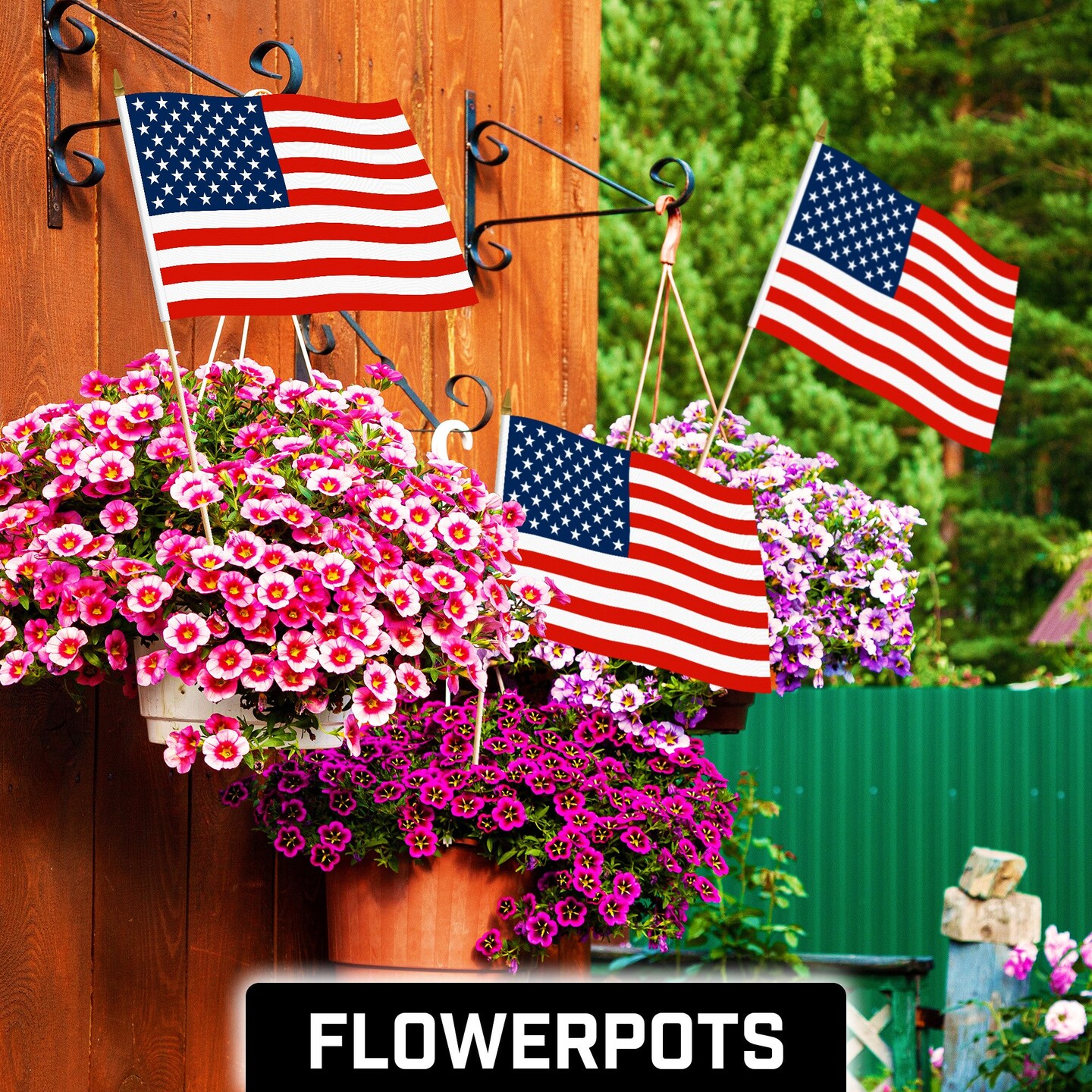 G128 50 Pack Handheld American USA Stick Flags | 12x18 In | Printed 150D Polyester, Country Flag, Solid Wooden Stick, Spear Gold Tip, Great for Patriotic Decorations