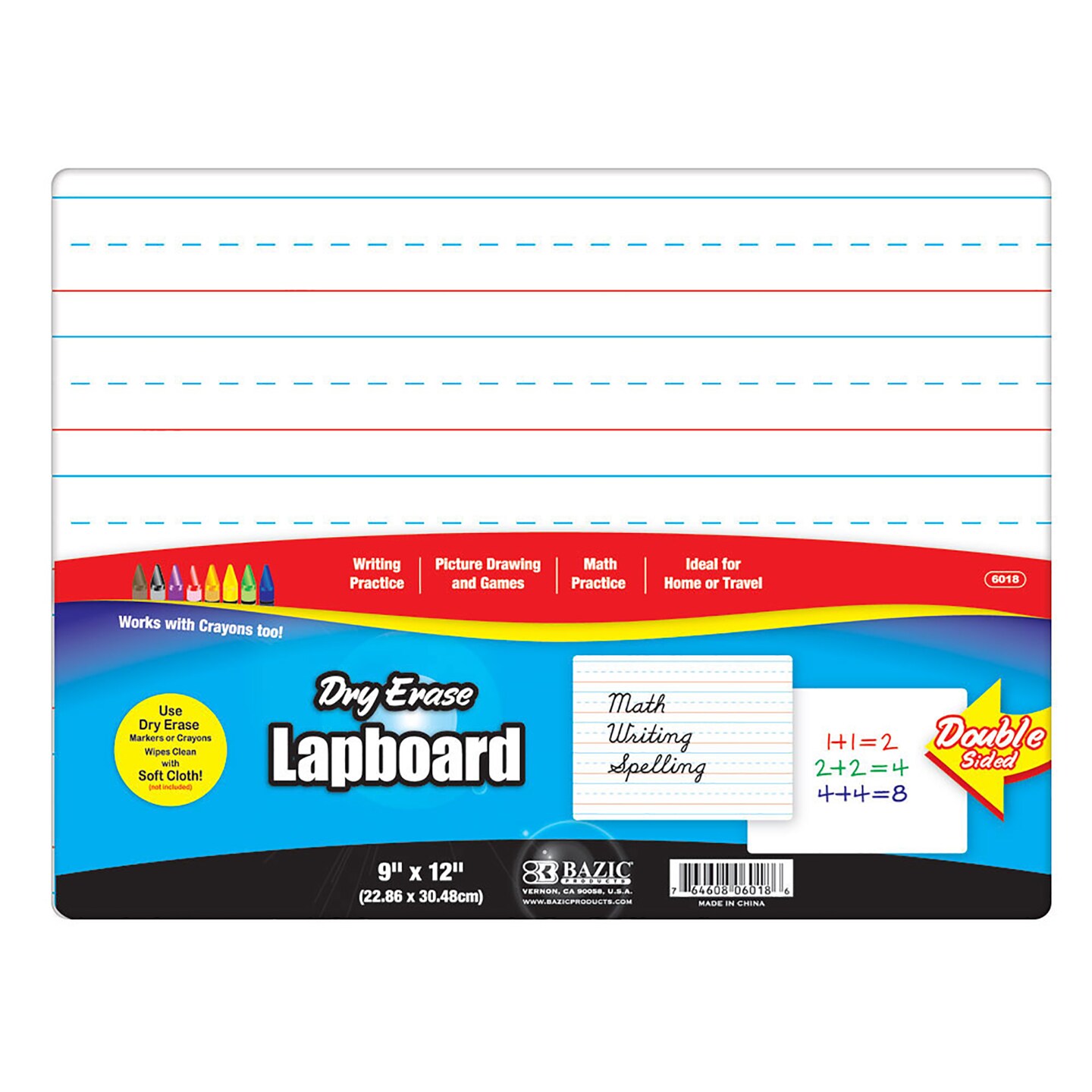 BAZIC Double Sided Dry Erase Lap Board 9&#x22; X 12&#x22;