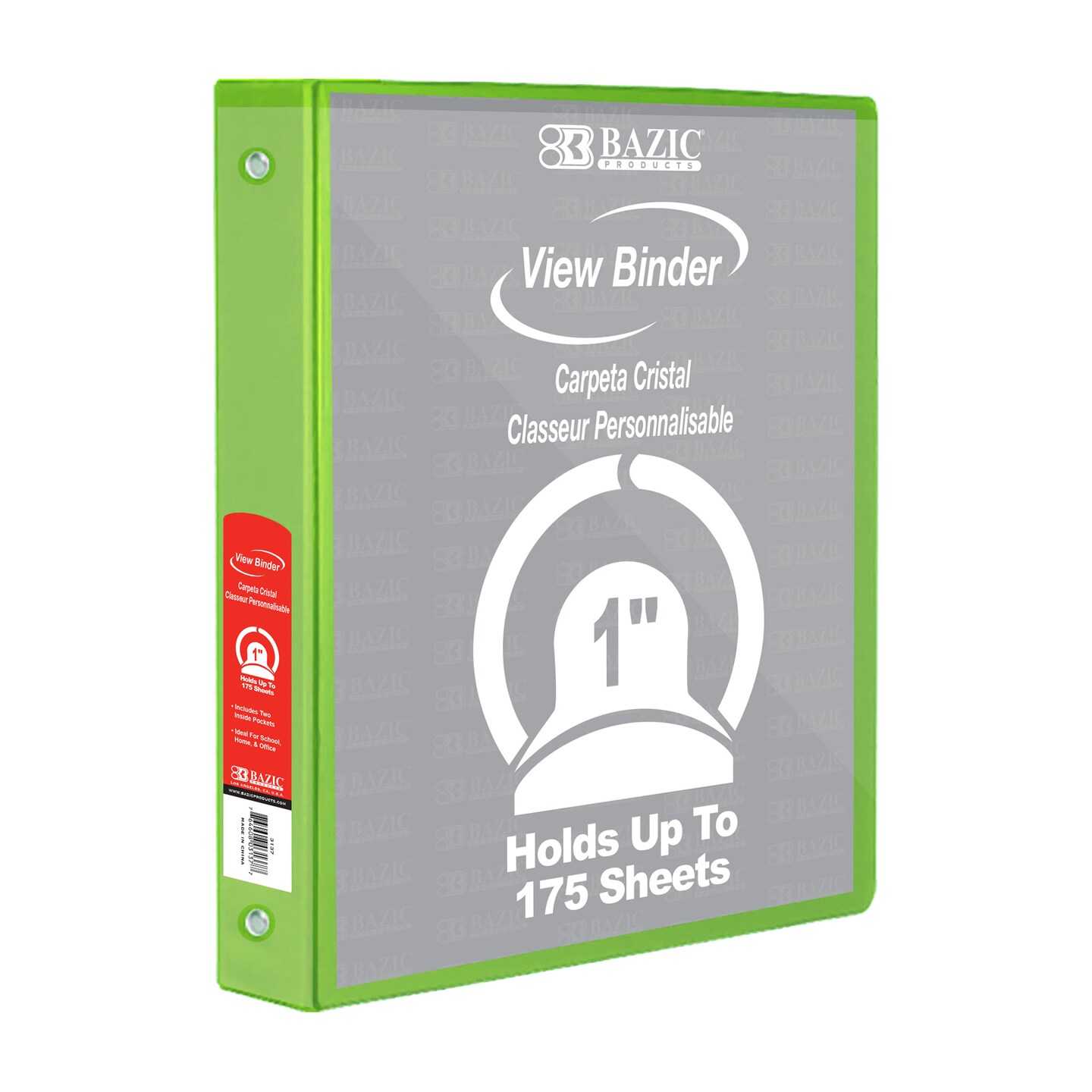 BAZIC 1&#x22; 3-Ring View Binder w/ 2-Pockets (11 Color Available)