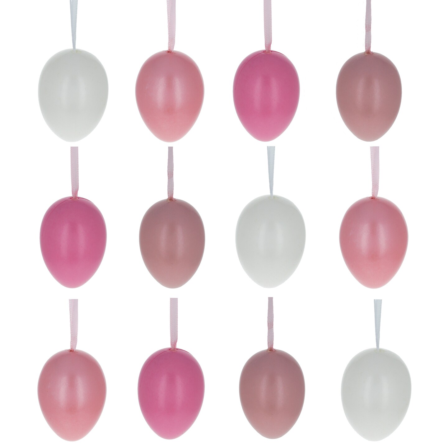Bag of 12 Pastel Rose Plastic Easter Egg Ornaments 2.35 Inches
