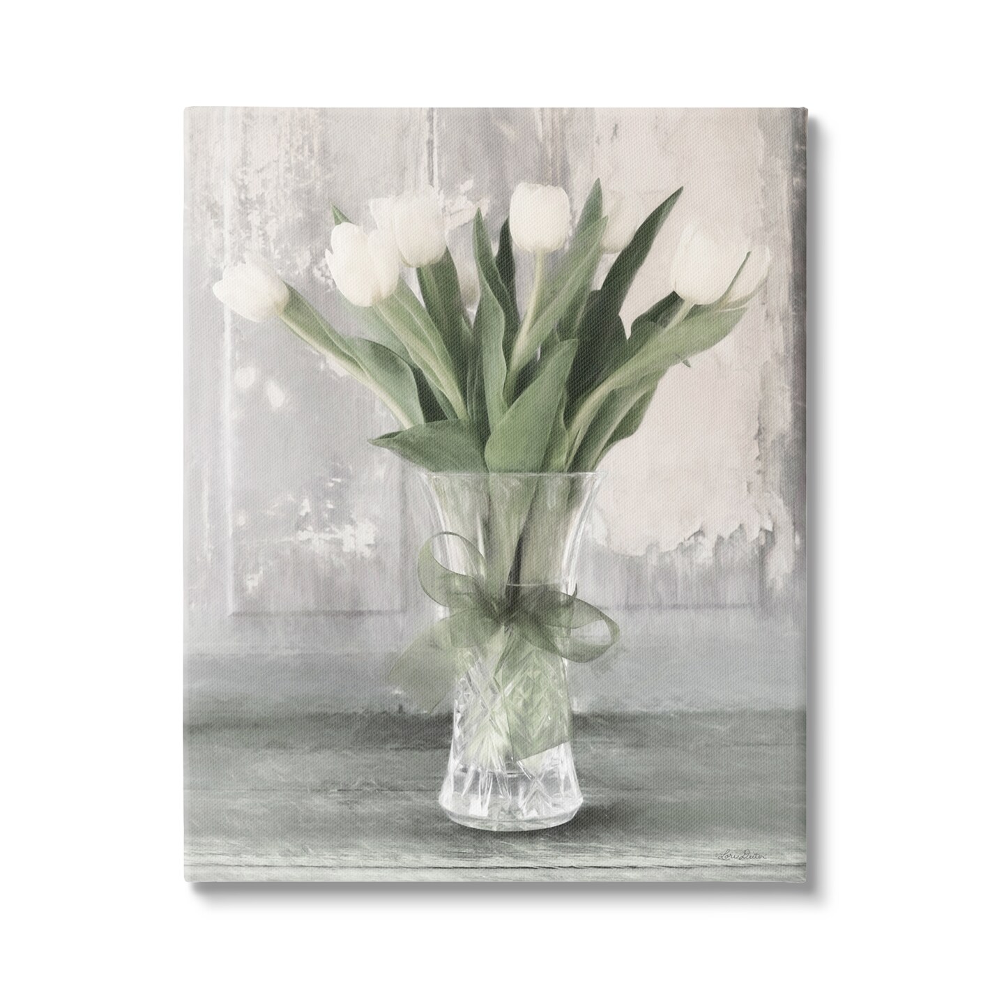 Stupell Industries Farmhouse Distressed White Tulips Canvas Wall Art ...