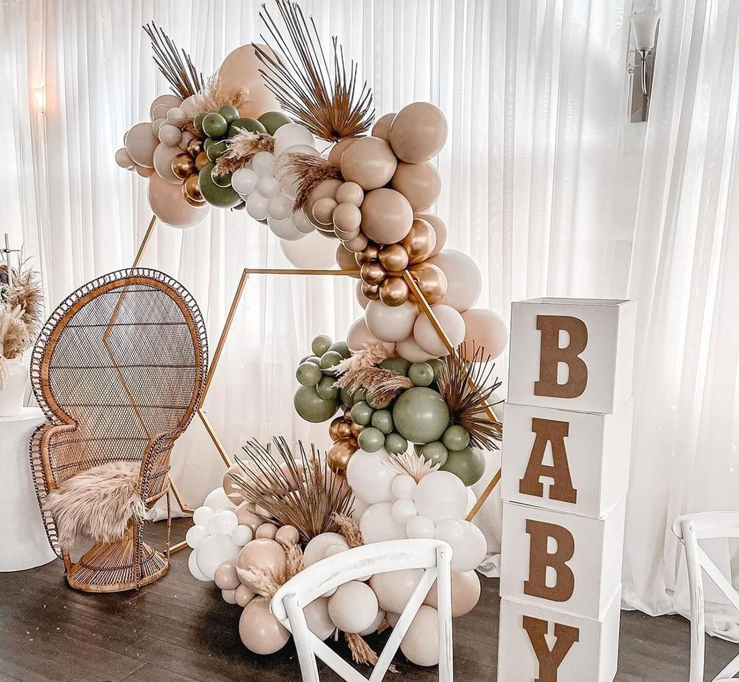 Double-Stuffed Avocado Green Balloon Garland Arch Kit, Retro Apricot and Nude Apricot Latex Balloons Set for Wedding Birthday Balloons Baby Shower Gender Reveal Decorations