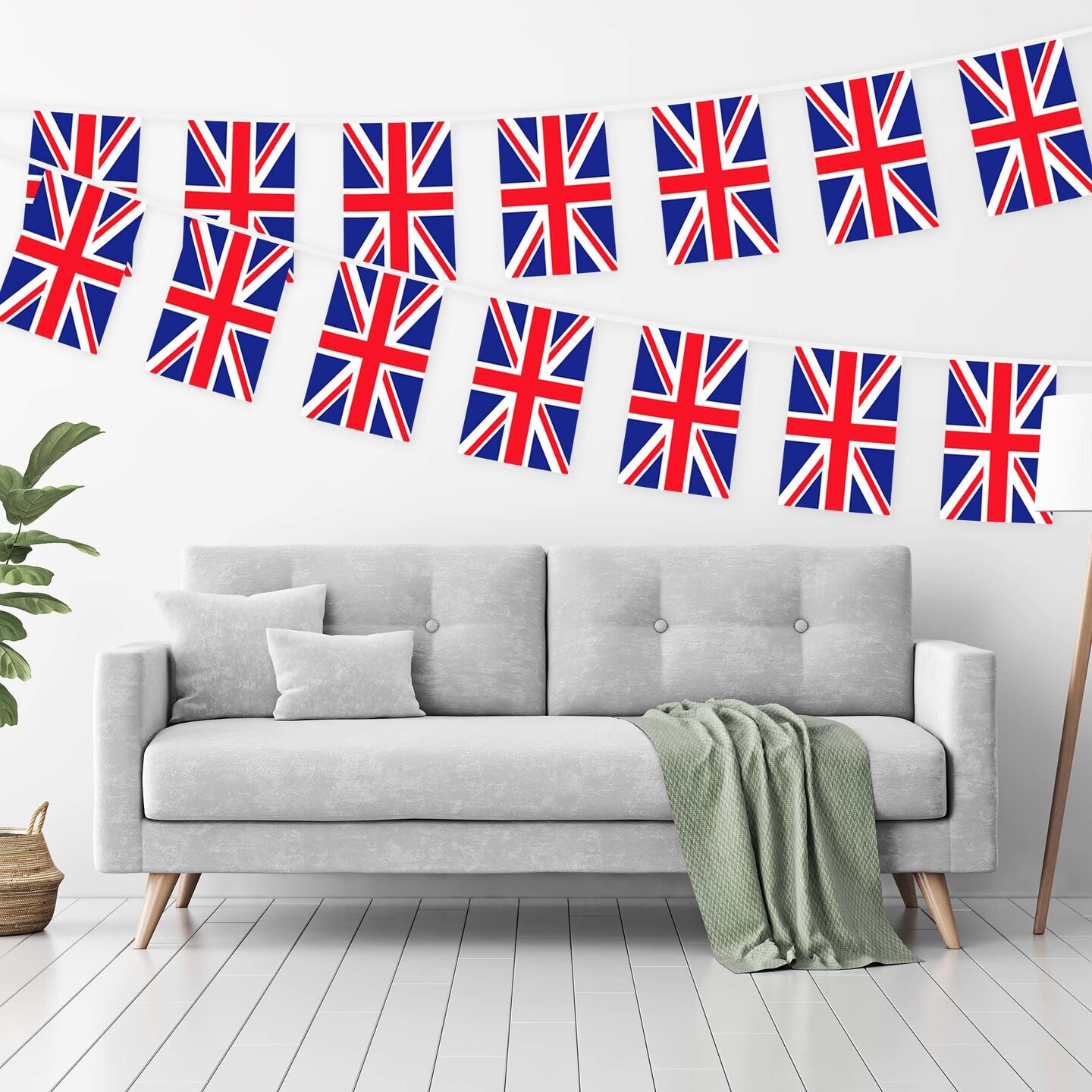 G128 United Kingdom UK Bunting Banner | Flag 8.2 x 5.5 Inch, Full String 33 Feet | Printed 150D Polyester, Decorations For Bar, School, Festival Events Celebration