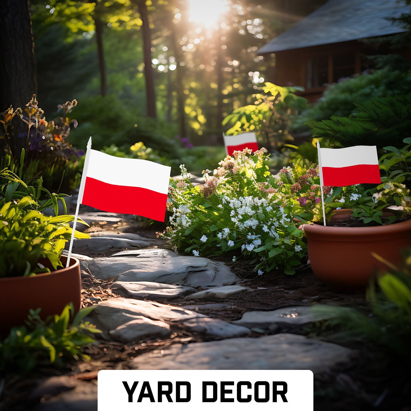 G128 30 Pack Handheld Poland Polish Stick Flags | 4x6 In | Printed 150D Polyester, Country Flag, Solid Plastic Stick, Spear White Tip