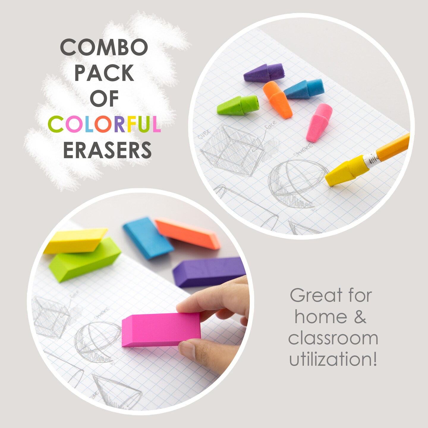 BAZIC Neon Eraser Sets (12/Pack)