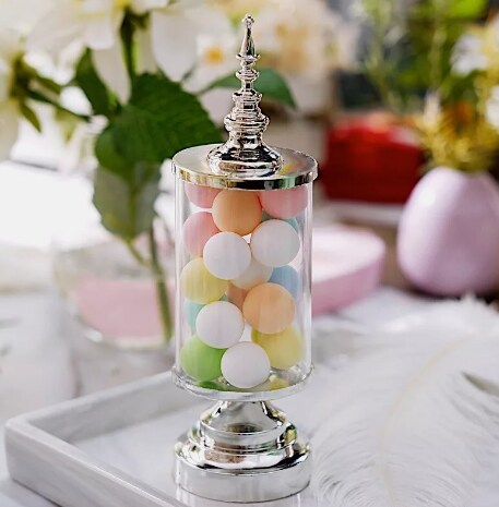12 Silver and Clear 7&#x22; tall Mini Jars with Lids