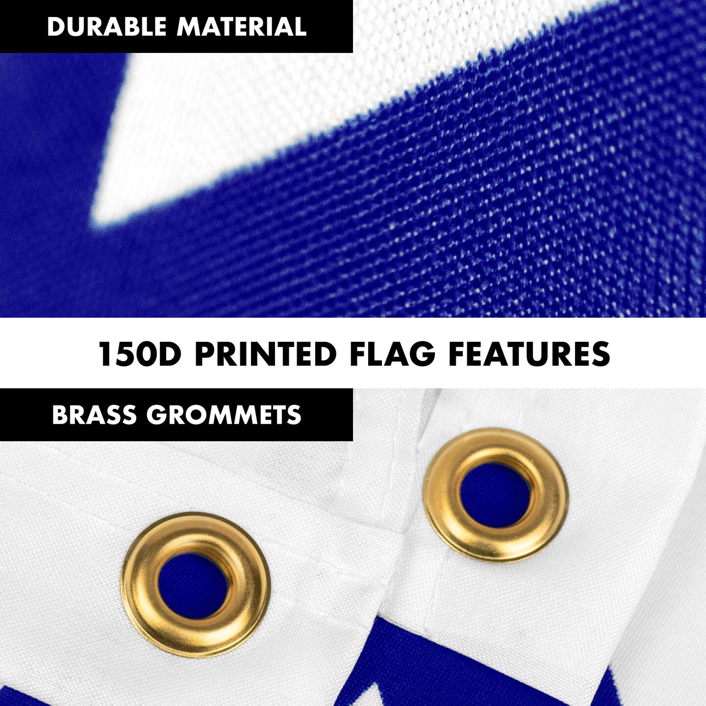 G128 Combo Pack: 6 Feet Tangle Free Spinning Flagpole (White) Israel Israeli Flag 3x5 ft Printed 150D Brass Grommets (Flag Included) Aluminum Flag Pole