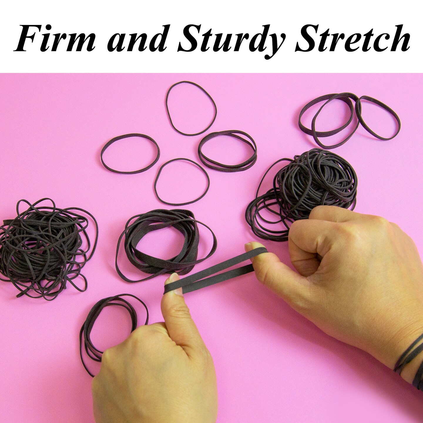BAZIC 2 Oz./ 56.70 g Assorted Sizes Black Color Rubber Bands