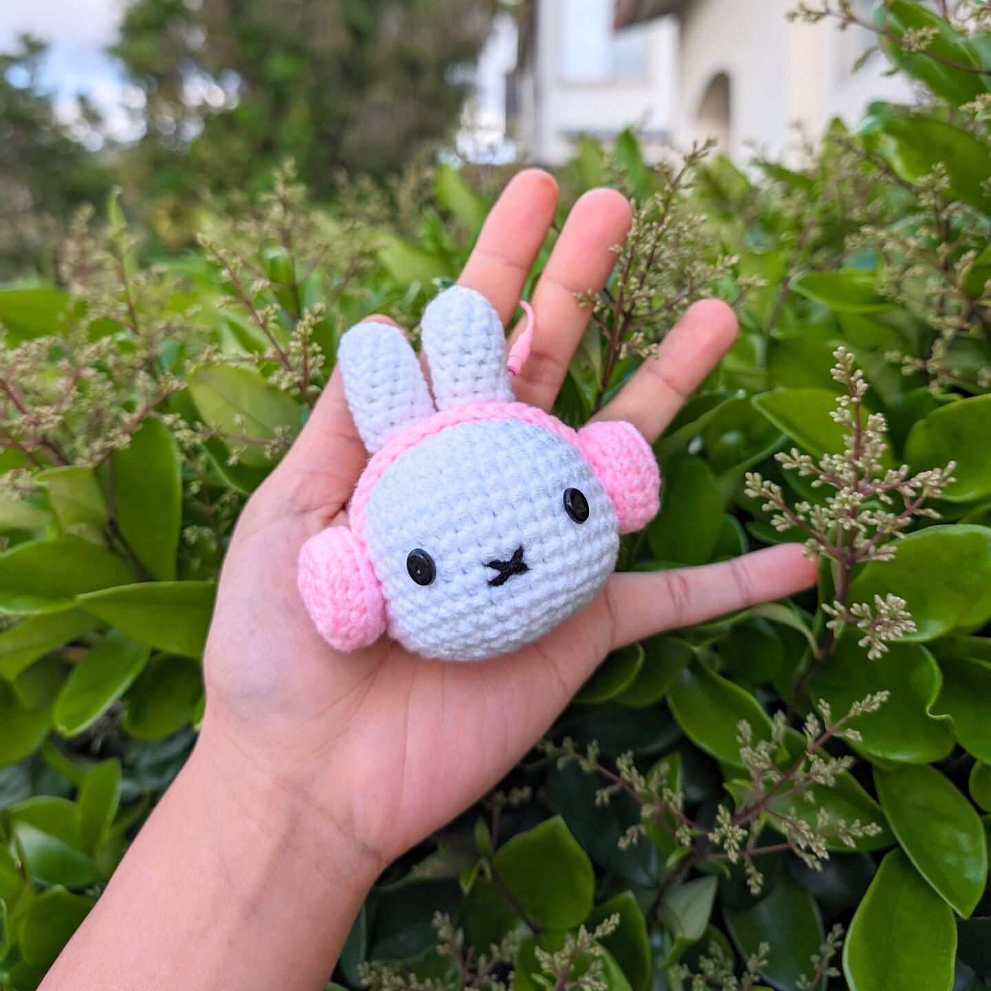 Miffyy Customizable EarMuffs Crocheted Plush Keychain, Cute Little