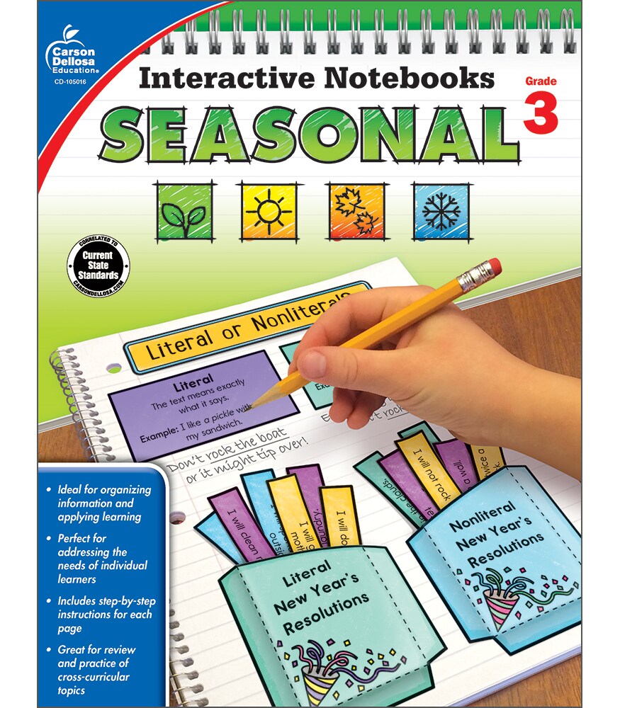 Carson Dellosa Interactive Notebooks Seasonal, Grade 3 Resource Book