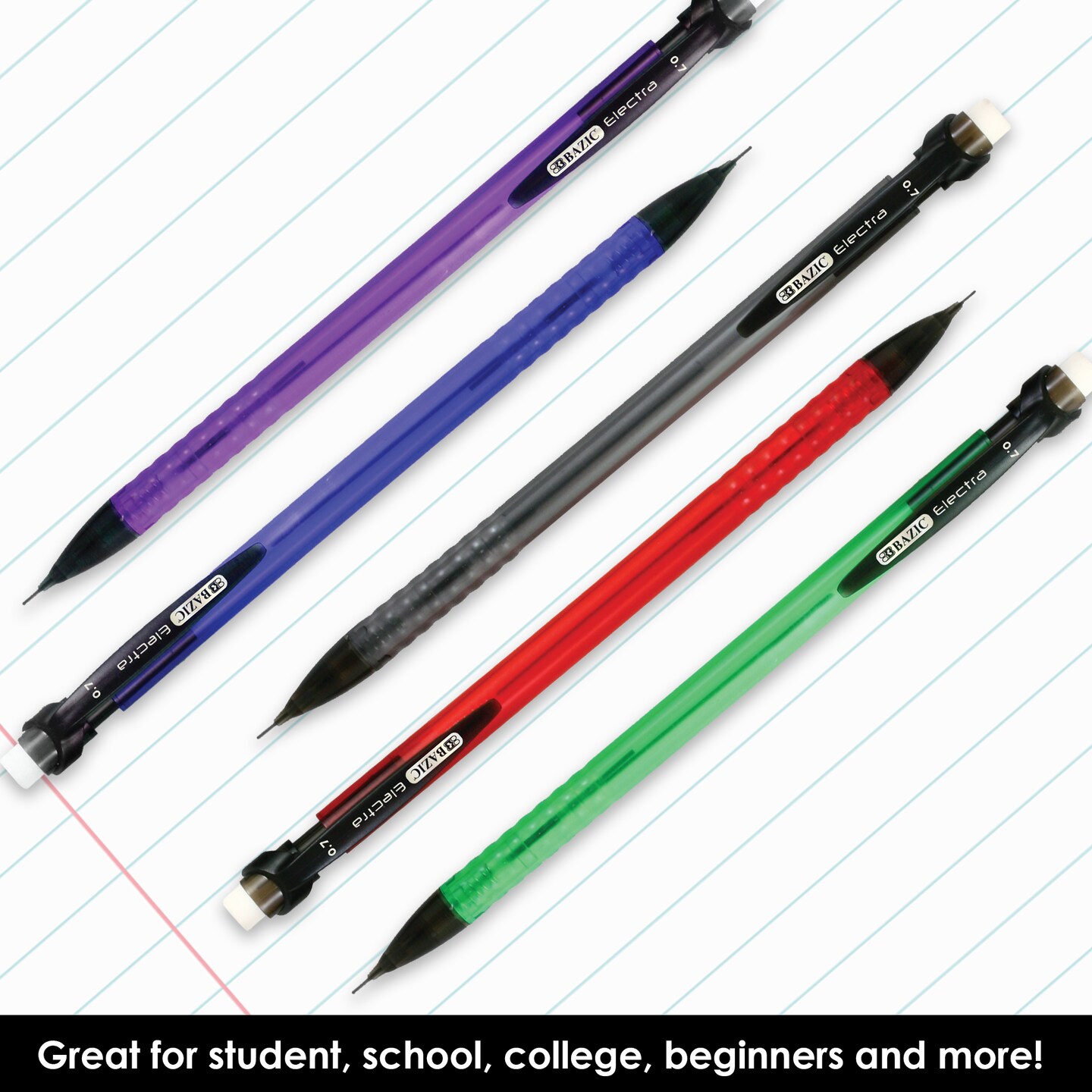 BAZIC 0.7 mm Electra Mechanical Pencil (5/Pack)