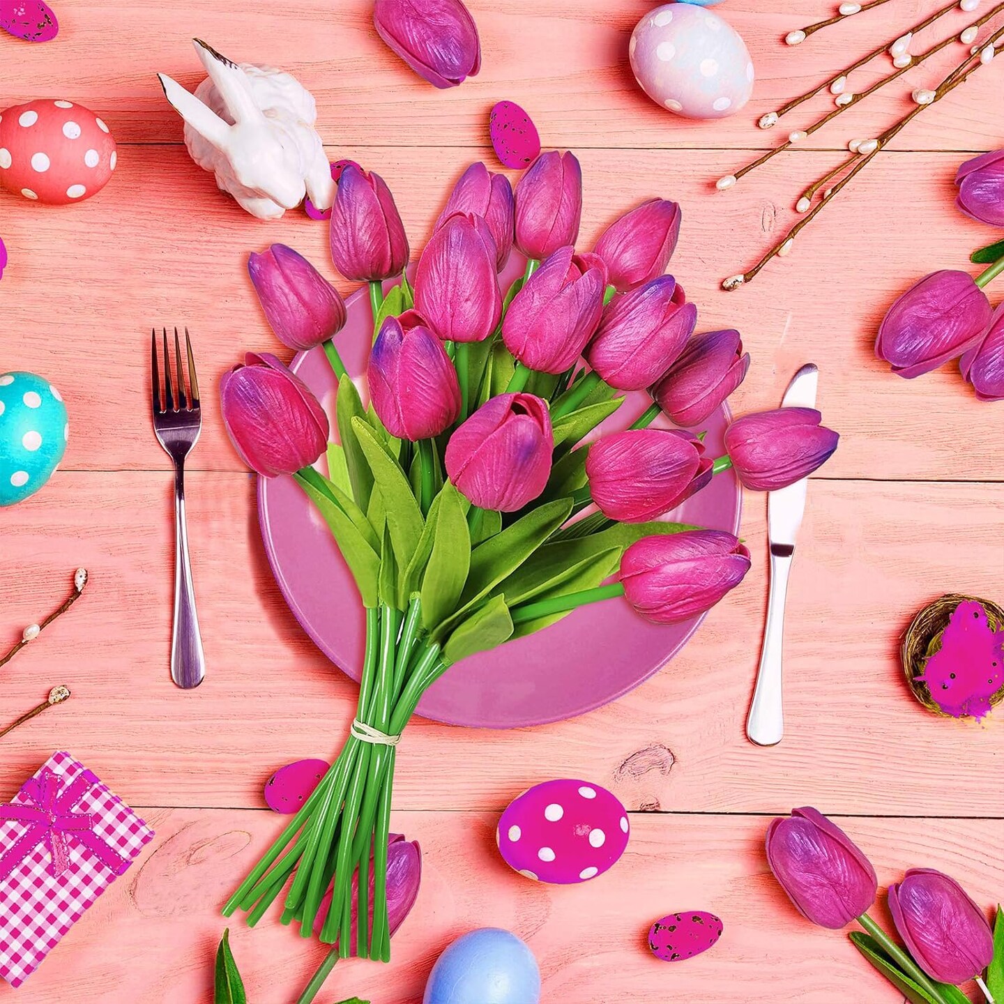 30 Real Touch Artificial Tulips: Lifelike Bouquet for Every Space