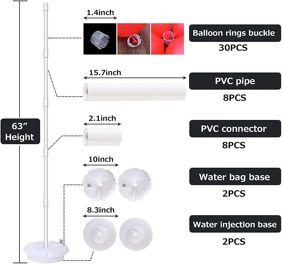 Balloon Column Kit, 5 feet Balloon Stand Tower with Base Pole PVC Pipe & Balloon Sticks Rings for Weddings Birthday Christmas Party Decorations, 2 Set