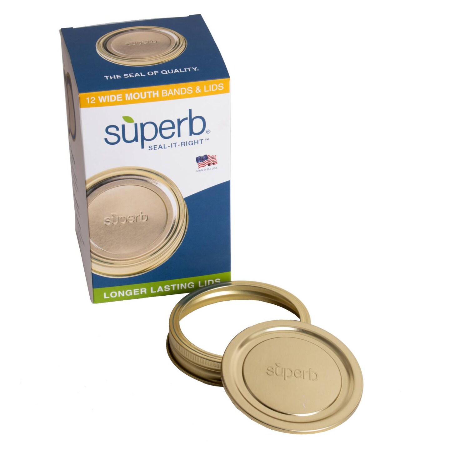 Superb Sealing Solutions Canning Lids and Bands - Mason Jar Lid Toppers Fit Ball and Kerr Jars, 3.25 inch Food Grade with Thick Seals, USA Made, 12 Count