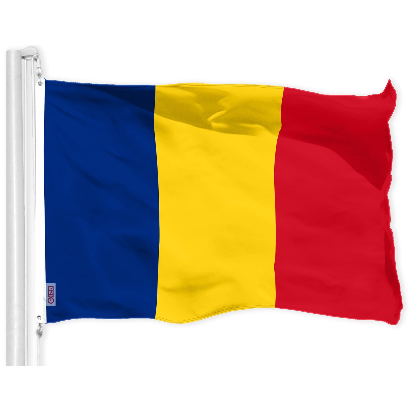 G128 Combo Pack: American USA Flag 3x5 Ft & Romania Flag 3x5 Ft, Both Printed 150D Polyester, Indoor/Outdoor, Brass Grommets