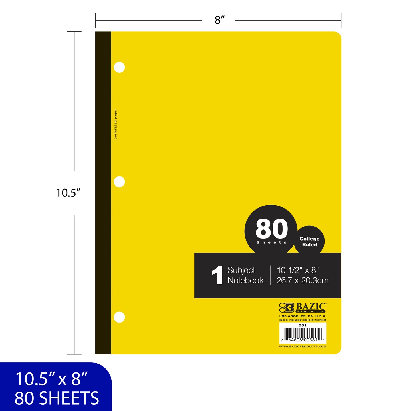 BAZIC Wireless Notebook C/R 1-Subject 80 Ct.